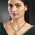 Luxurious Golden Glamour Necklace Set. Necklace set with floral patterns and pink, green & white stones.