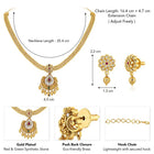Luxurious Golden Glamour Necklace Set. Necklace set with floral patterns and pink, green & white stones.