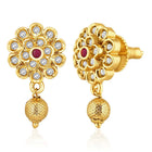 Luxurious Golden Glamour Necklace Set. Necklace set with floral patterns and pink, green & white stones.