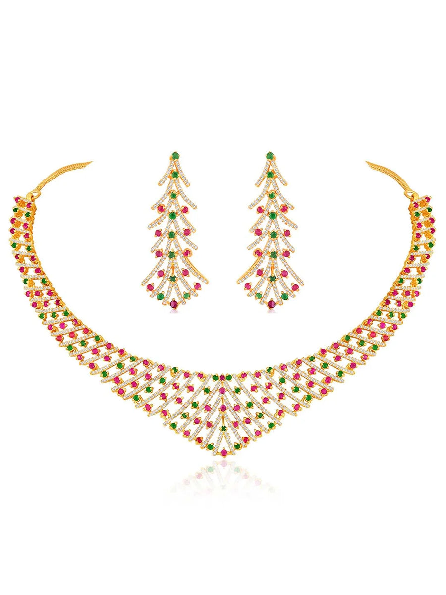 Divinity CZ Necklace Set – Graceful CZ Stone Jewellery by Peora
