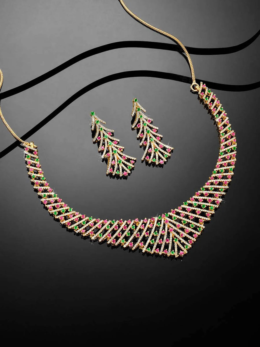 Divinity CZ Necklace Set – Graceful CZ Stone Jewellery by Peora
