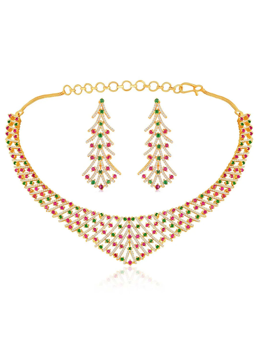 Divinity CZ Necklace Set – Graceful CZ Stone Jewellery by Peora
