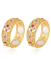 Gold - Rani Pink Green bangles crafted from brass, adorned with faux ruby for an elegant, timeless look | Peora
