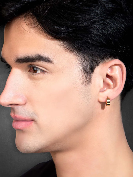 Modern Stainless Steel Hoop Earrings - Gold