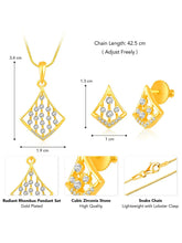 Sparkling Rhombus CZ Pendant Set
