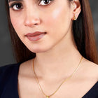 Sparkling Rhombus CZ Pendant Set by Peora. Gold-colored pendant set with a rhombus-shaped design with earrings & CZ stones.