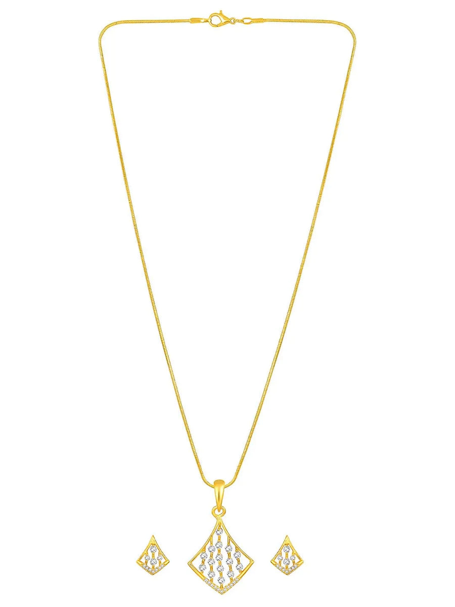 Sparkling Rhombus CZ Pendant Set