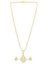 Sparkling Rhombus CZ Pendant Set