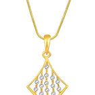 Sparkling Rhombus CZ Pendant Set by Peora. Gold-colored pendant set with a rhombus-shaped design with earrings & CZ stones.