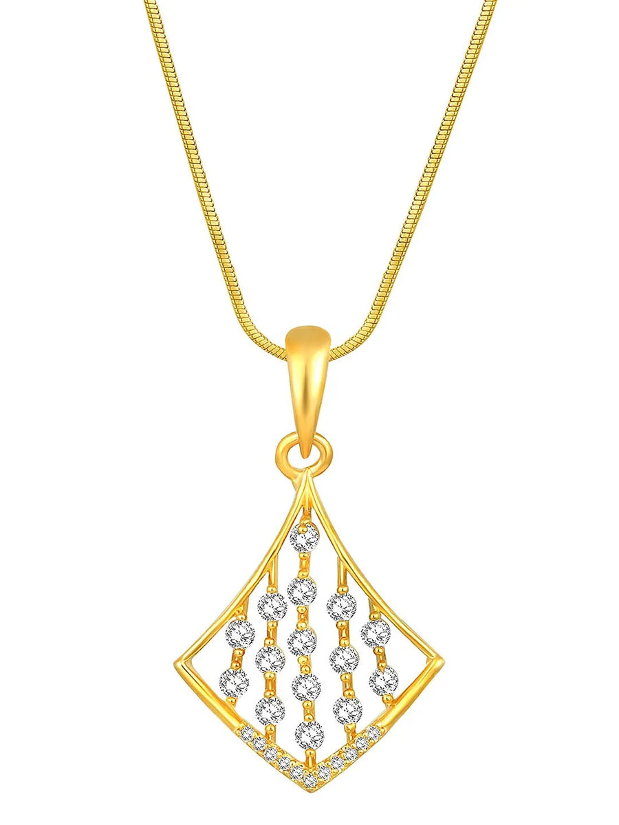 Sparkling Rhombus CZ Pendant Set