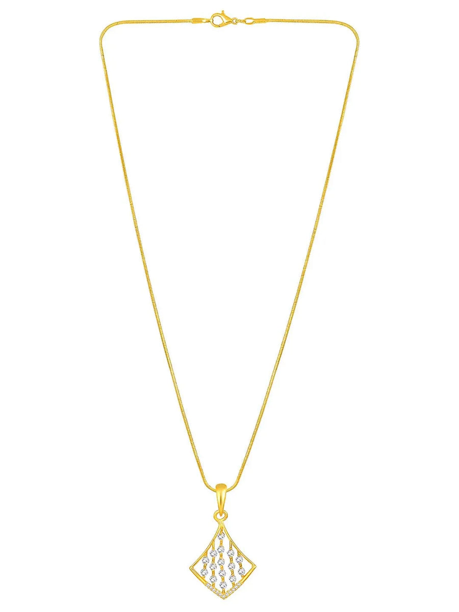 Sparkling Rhombus CZ Pendant Set