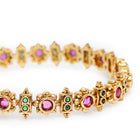 Graceful Bangles in Floral Stone Craft in Gold - Rani Pink Green featuring Faux Kundan bangle set 
