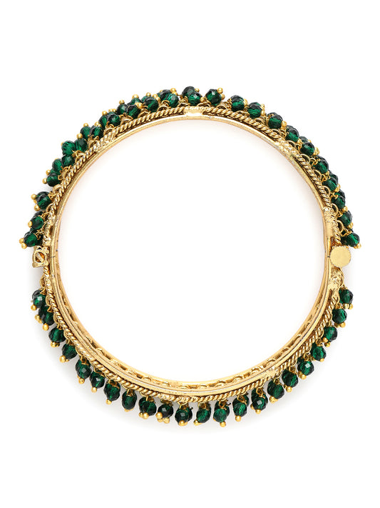 Cluster Bead Kada Bangle for Weddings in Green featuring Beads kada bangles  
