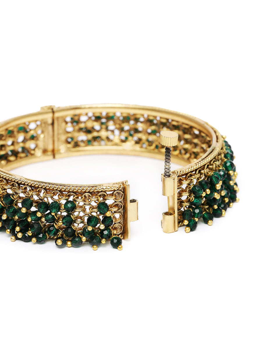 Cluster Bead Kada Bangle for Weddings in Green featuring Beads kada bangles  
