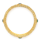 Ornate Filigree Style Kada Set in Gold - Green featuring Crystals bangle set 
