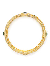 Ornate Filigree Style Kada Set in Gold - Green featuring Crystals bangle set 
