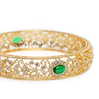 Ornate Filigree Style Kada Set in Gold - Green featuring Crystals bangle set 
