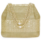 Gold potli bag named Traditional Zari Sequins Potli Bag, featuring artificial beads detailing and soft fabric texture | Peora
