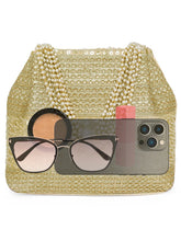 Gold potli bag named Traditional Zari Sequins Potli Bag, featuring artificial beads detailing and soft fabric texture | Peora
