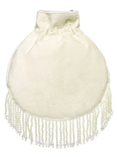 White potli bag named Handcrafted Pearl Potli Styles, featuring pearl detailing and soft fabric texture | Peora
