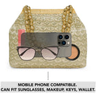 Gold potli bag named Handmade Zari Sequin Potli Bag, featuring artificial beads detailing and soft fabric texture | Peora
