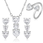 Silver necklace earrings ring set crafted from alloy, adorned with crystals for an elegant, timeless look | Peora

