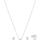 Silver necklace earrings ring set crafted from alloy, adorned with crystals for an elegant, timeless look | Peora