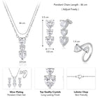 Silver necklace earrings ring set crafted from alloy, adorned with crystals for an elegant, timeless look | Peora
