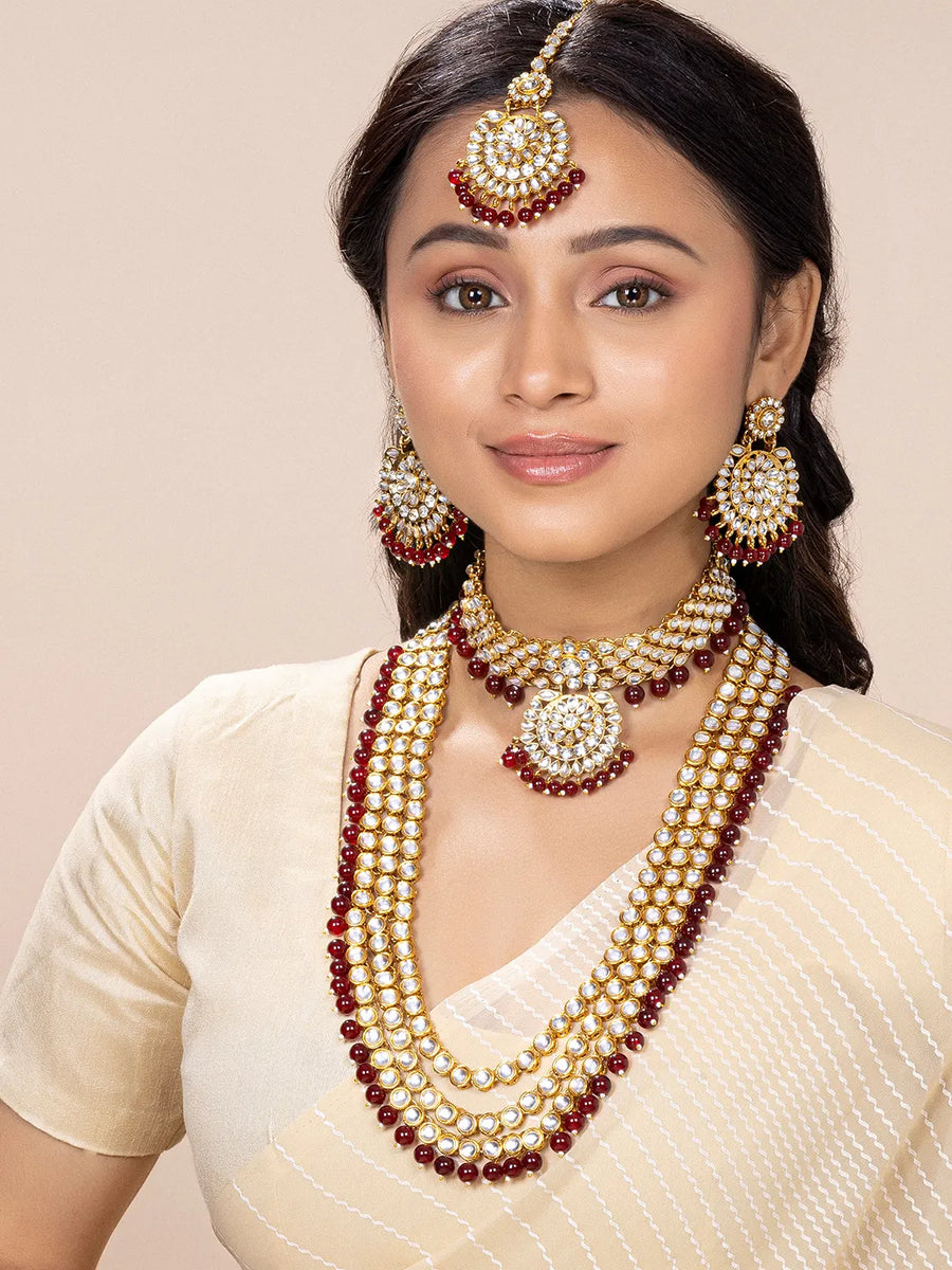 Kundan & Beads Bridal Set by Peora | Traditional Bridal Fashion Jewellery

