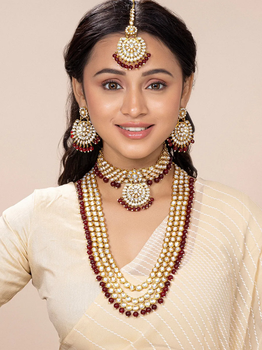 Kundan & Beads Bridal Set by Peora | Traditional Bridal Fashion Jewellery

