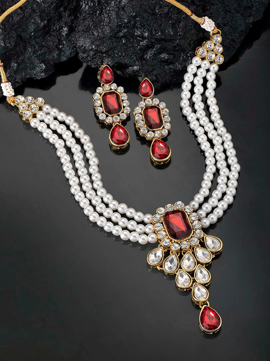 Pearl Choker Necklace Set by Peora | Timeless Pearl Fashion Jewellery


