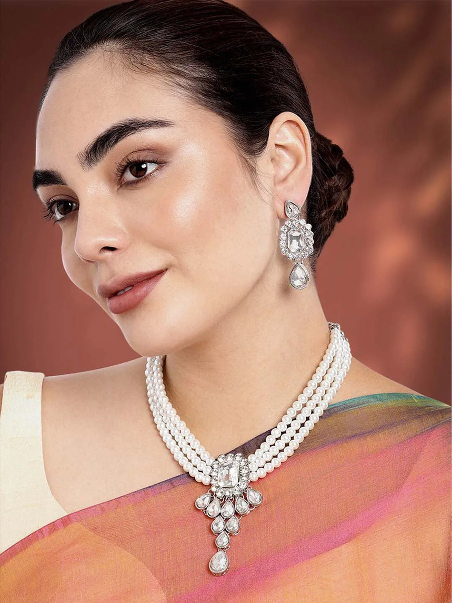 Pearl Choker Necklace Set by Peora | Timeless Pearl Fashion Jewellery

