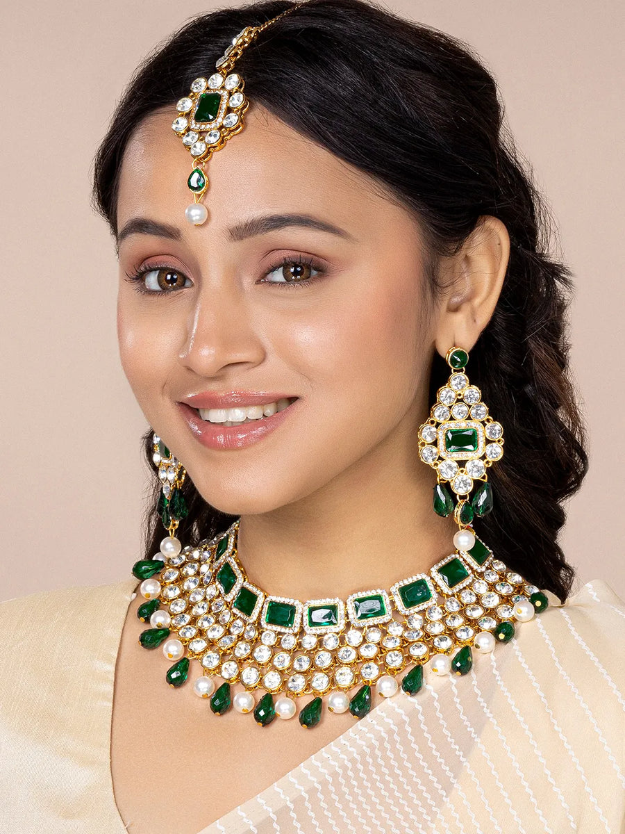Choker Set with Crystal – Sparkling Ethnic Jewellery | Peora