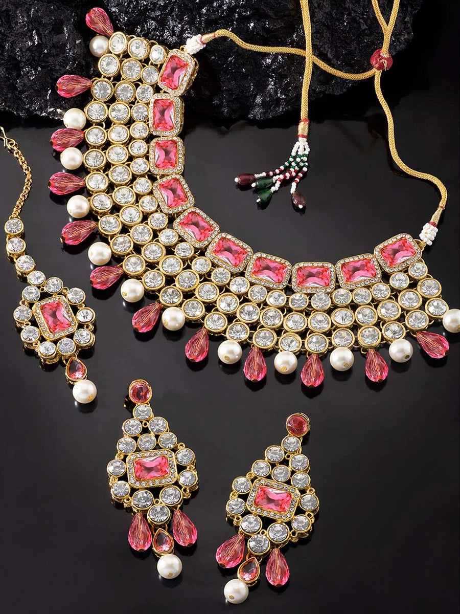 Choker Set with Crystal – Sparkling Ethnic Jewellery | Peora