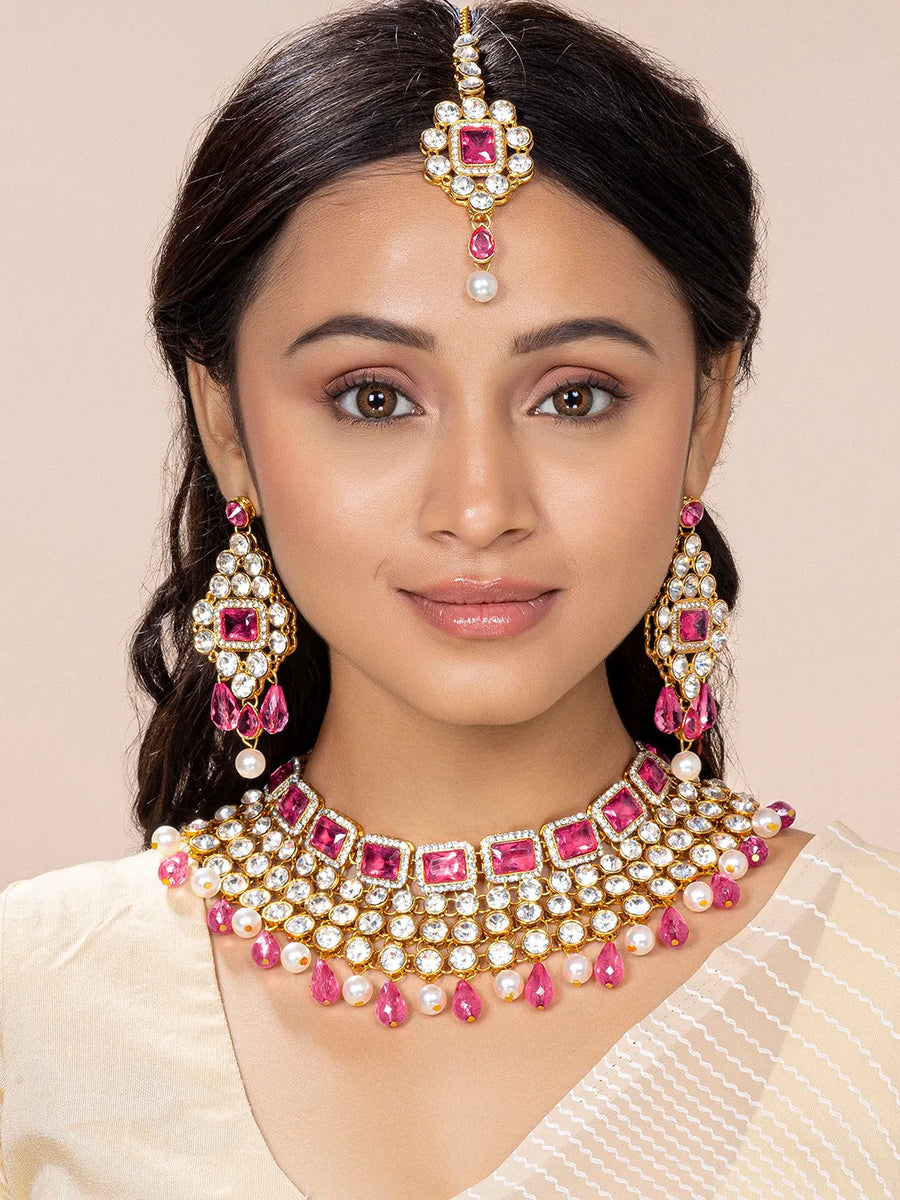Choker Set with Crystal – Sparkling Ethnic Jewellery | Peora
