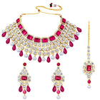 Royal Radiance Choker Set with Crystal - Rani Pink