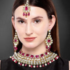 Royal Radiance Choker Set with Crystal - Rani Pink