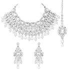 Royal Radiance Choker Set with Crystal - Rodium White