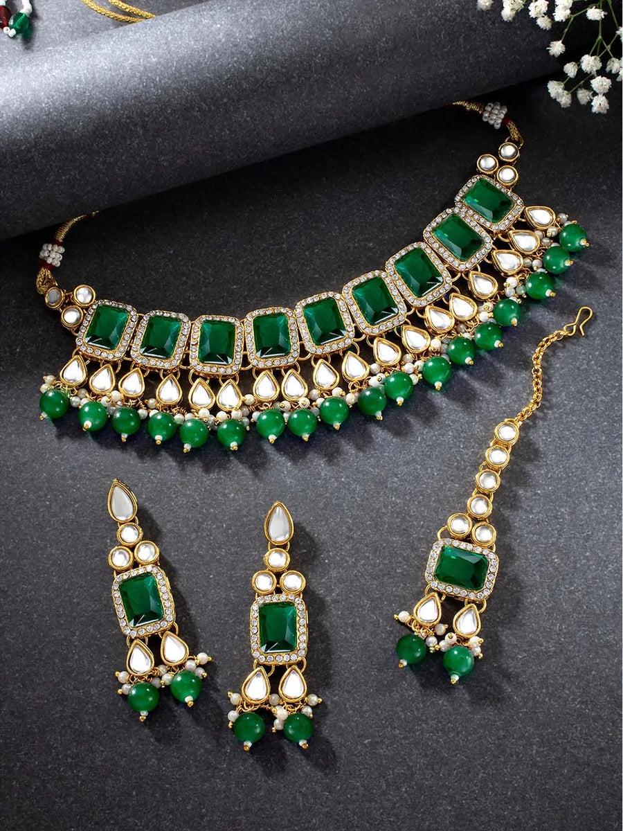 Crystals Choker Set by Peora | Sparkling Fashion Jewellery for Women

