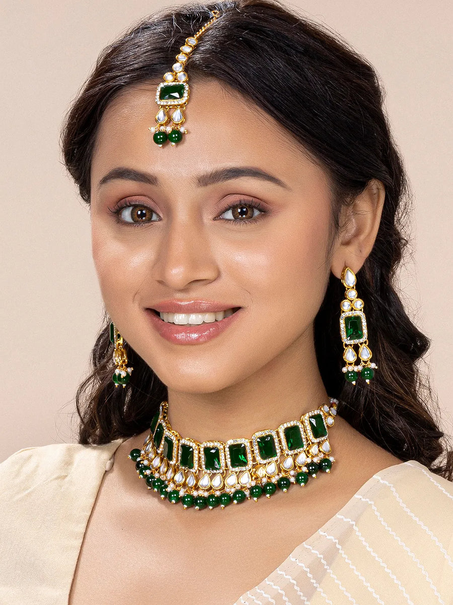 Crystals Choker Set by Peora | Sparkling Fashion Jewellery for Women

