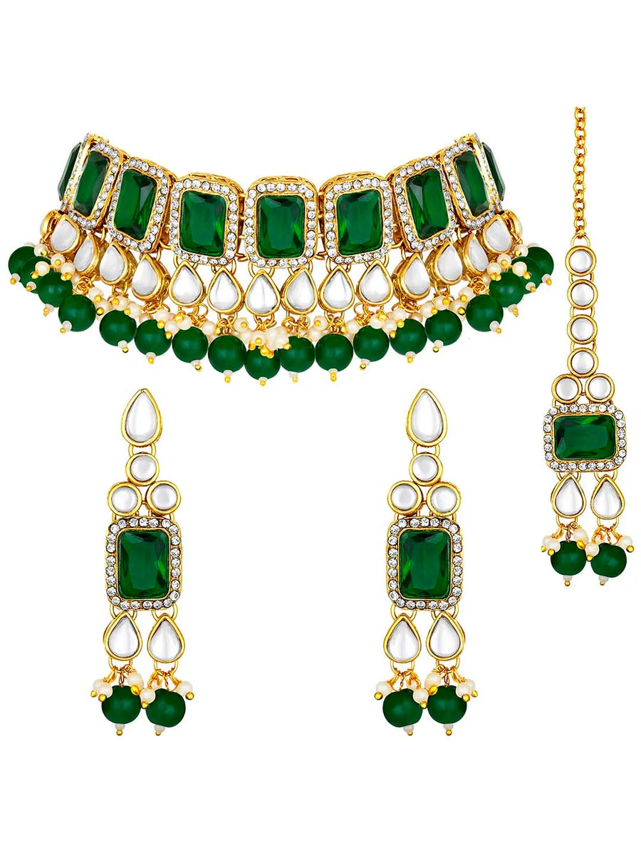 Crystals Choker Set by Peora | Sparkling Fashion Jewellery for Women

