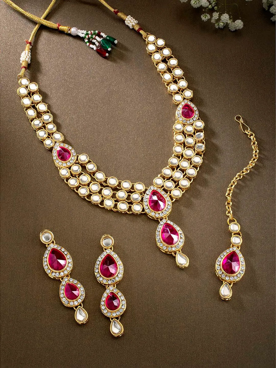 Kundan Stone Necklace Set | Timeless Elegance by Peora

