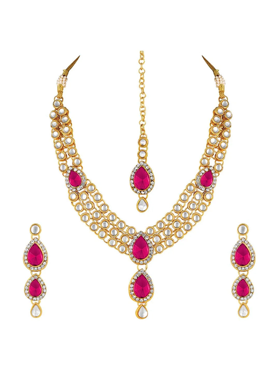 Kundan Stone Necklace Set | Timeless Elegance by Peora


