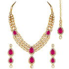 Majesty Kundan Long Necklace Set - Rani Pink