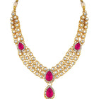 Majesty Kundan Long Necklace Set - Rani Pink