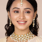 Floral Kundan Pearl Necklace & Tikka