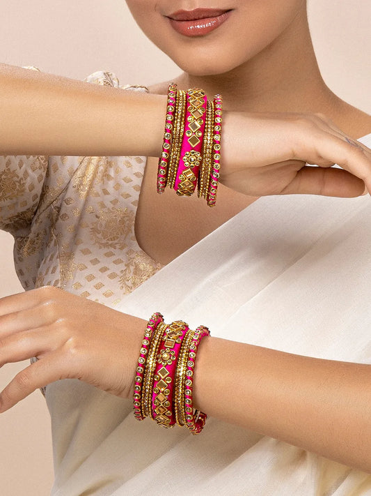 Kundan Silk Bangles – Traditional Glamour with a Touch of Silk | Peora