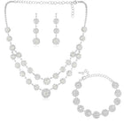 White necklace earrings bracelet set crafted from alloy, adorned with crystals & cubic zirconia for an elegant, timeless look | Peora

