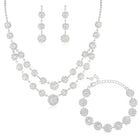 White necklace earrings bracelet set crafted from alloy, adorned with crystals & cubic zirconia for an elegant, timeless look | Peora
