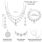 White necklace earrings bracelet set crafted from alloy, adorned with crystals & cubic zirconia for an elegant, timeless look | Peora
